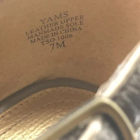 Nine West Yams Silver Metallic Stacked Wedge Open Toe Leather Sandal Size 7M‎ - Picture 4 of 5